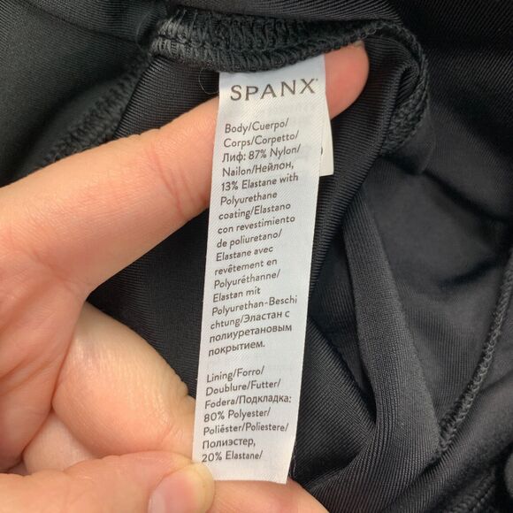 Spanx Short Women M Medium Black Faux Leather Wide Waistband Ledershorts Pull On - Picture 9 of 13